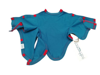 Frühchenbody/ Sondenbody "Healy", für Frühchen- und Babys, Kabel, Schläuche, mit Bauchöffnung und Klettverschluss, petrol, verschiedene Größen