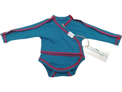 Frühchenbody/ Sondenbody "Healy", für Frühchen- und Babys, Kabel, Schläuche, mit Bauchöffnung und Klettverschluss, petrol, verschiedene Größen