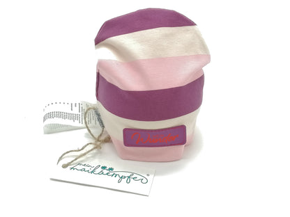 Frühchenmütze/ Beanie, "Mein Wunder", lila gestreift, verschiedene Größen